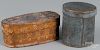 Two painted bentwood boxes, 19th c., 5 1/4'' h., 5'' w. and 3 3/4'' h., 9'' w.