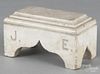 Marble sarcophagus doorstop, 19th c., initialed J. E., 4 1/4'' h., 7 1/4'' w.