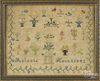 Two silk on linen samplers, both inscribed Melanie Rouz and dated 1841 and 1837, 8'' x 9 1/2''.