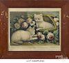 Six Currier & Ives kitten lithographs, 19th c., to include Kitties Among the Roses