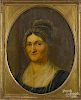 American oil on canvas portrait of a woman, mid 19th c., 22 1/2'' x 17 1/2''.