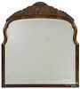 George III style burl veneer mirror, 40'' x 35''.
