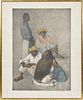 Color lithograph of three South American figures, signed and numbered lower right, 27 1/4'' x 19 1/2''