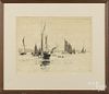 Norman Wilkinson (British 1878-1971), three pencil signed ship engravings, 8 3/4'' x 11 3/4''