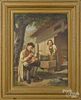 German oil on canvas of a couple with a child, late 19th c., signed A. Stau__ Munchen, 16'' x 12''.