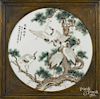 Chinese painted porcelain plaque, 20th c., 21'' dia.
