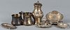 Sterling silver tablewares, to include a shaker, two children's cups, a taperstick
