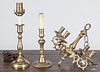 Two brass candlesticks, 18th/19th c., (electrified), 7 1/4'' h. and 8 1/4'' h.