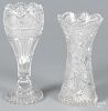 Two brilliant cut glass vases, 10 3/4'' h. and 12'' h.