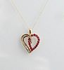 14K Yellow Gold Heart Pendant, one half mounted wi