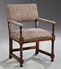 English Style Carved Oak Armchair, 20th c., on rop