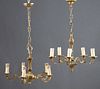 Two French Louis XV Style Brass Five Light Chandel