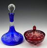 Two Pieces of Glass, 20th c.- Ruby Bohemian Glass
