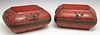 Pair of Chinese Red and Black Lacquer Covered Boxe