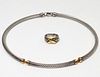 DAVID YURMAN FOURTEEN KARAT YELLOW GOLD AND STERLING SILVER NECKLACE AND RING
