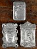 Three sterling silver match vesta safes, ca. 1900, to include one inscribed 10th Anniversary