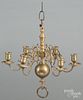 Dutch style brass chandelier, 13'' h., 15'' w.