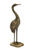 Hollow Bronze Garden Sculpture of a Standing Crane