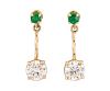 Pair of 14k Gold, Emerald & Diamond Earrings