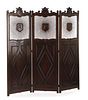 Renaissance Revival Style Three Panel Caned Screen