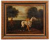 Equestrian Landscape Scene, Oil, 18th C.