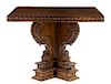 * An Italian Renaissance Style Walnut Pedestal Table Height 29 1/2 x width 38 1/2 x depth 38 1/2 inches.