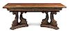 * An Italian Renaissance Walnut Twin Pedestal Table Height 32 x width 87 x depth 29 1/2 inches.