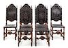 * A Set of Six Spanish Baroque Style Walnut Dining Chairs Height 48 1/4 inches.