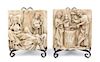 * Two English Gothic Alabaster Relief Plaques Height 8 1/2 x width 8 1/2 inches.