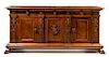 * An Italian Renaissance Style Walnut Console Cabinet Height 43 1/4 x width 92 x depth 26 inches.
