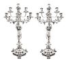 * A Pair of Neoclassical Style Ten-Light Silvered Bronze Figural Candelabra Height 29 1/8 inches.