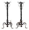 * A Pair of Large Wrought Iron Andirons Height 39 inches.