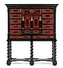 * A Flemish Baroque Tortoise Shell Veneered Ebony Cabinet on Stand Height 68 1/2 x width 60 x depth 20 inches.