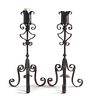 * A Pair of Wrought Iron Prickets Height 27 inches.