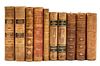 (BINDINGS) A group of 30 volumes bound in varying shades of tan leather, largely Danish language.