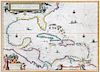 * (MAP) BLAEU, WILLEM. Insulae Americanae in Oceano Septentrionali cum Terris Adiacentibus. Amserdam, c. 1636. Engraved map with