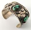 NAVAJO STERLING AND TURQUOISE CUFF BRACELET