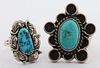 NAVAJO STERLING SILVER AND TURQUOISE RINGS