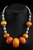 BUTTERSCOTCH AMBER NECKLACE WITH STERLING BEADS