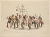 CATLIN SNOW SHOE DANCE HAND TINTED LITHOGRAPH NO. 14