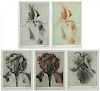 Leonard Baskin (1922-2000) 5 Works "Irises", Etchings, Artist Proofs.