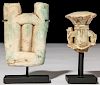 2 Ancient Green and White Faience Artifacts