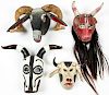 4 Vintage Mexican Diablo de San Pedro Dance Masks