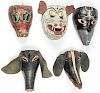 5 Vintage Mexican Dance Masks/Animal Forms