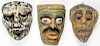 3 Early Mexican Festival Dance Masks