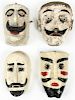 4 Vintage Mexican Festival Dance Masks