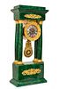 An Empire Gilt Bronze Mounted Malachite Mantel Clock Height 24 inches.