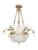 A French Gilt Bronze and Glass Six-Light Chandelier Height 43 inches.