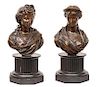 A Pair of Cast Metal Busts Height 16 inches.