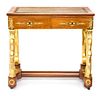 An Empire Style Parcel Gilt Fruitwood Writing Table Height 30 x width 32 x depth 19 inches.